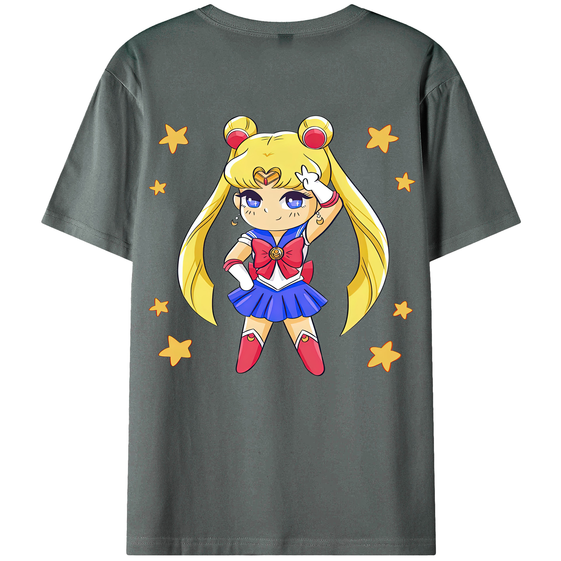 （画像用） 美少女戦士セーラームーン 月野 うさぎ つきの うさぎ Sailor Moon Tsukino Usagi 綿100％半袖Tシャツ（背面プリント）